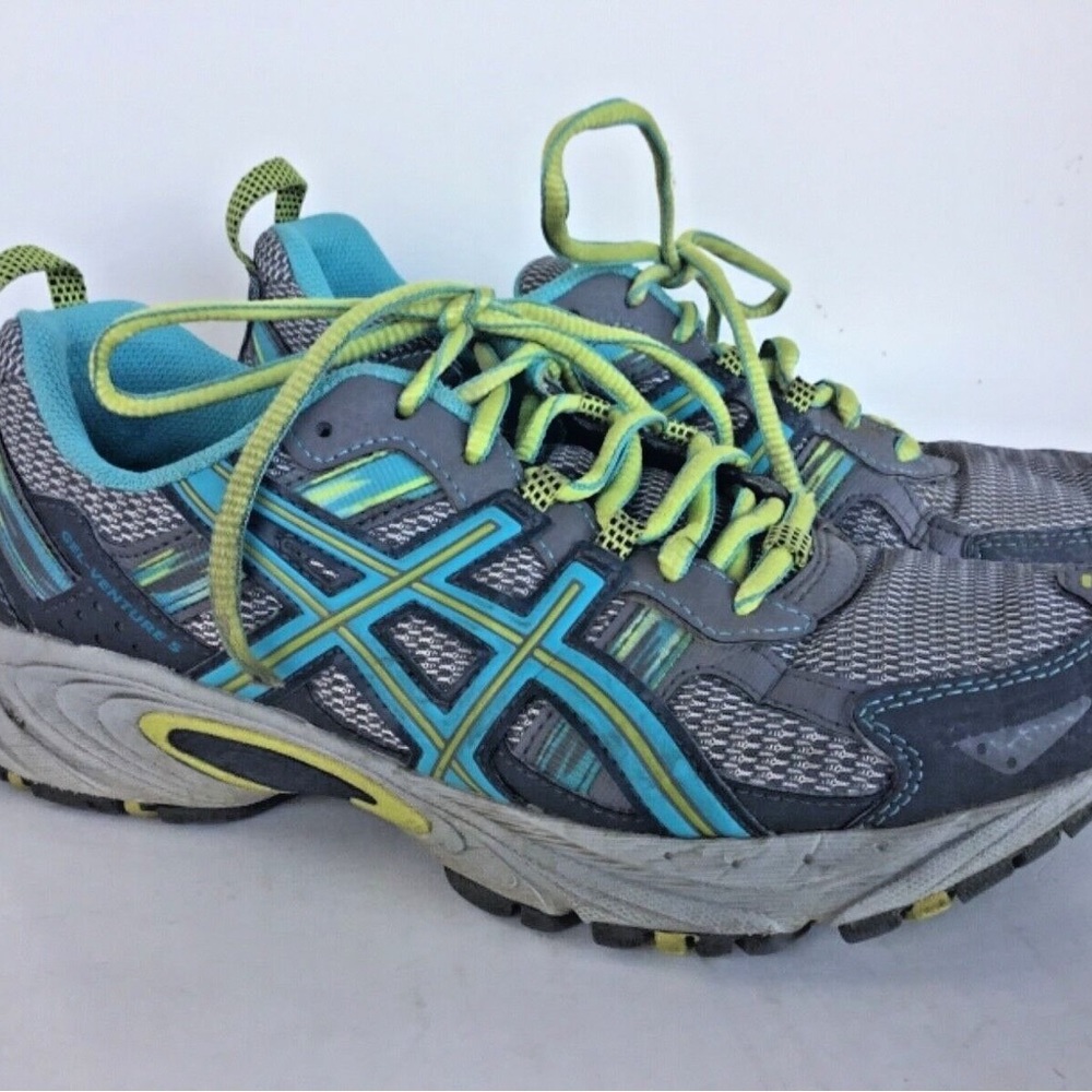 ASICS Women's Shoes Size 7 Gel-Venture 5 T5N8N Turquoise Lime Green Gray